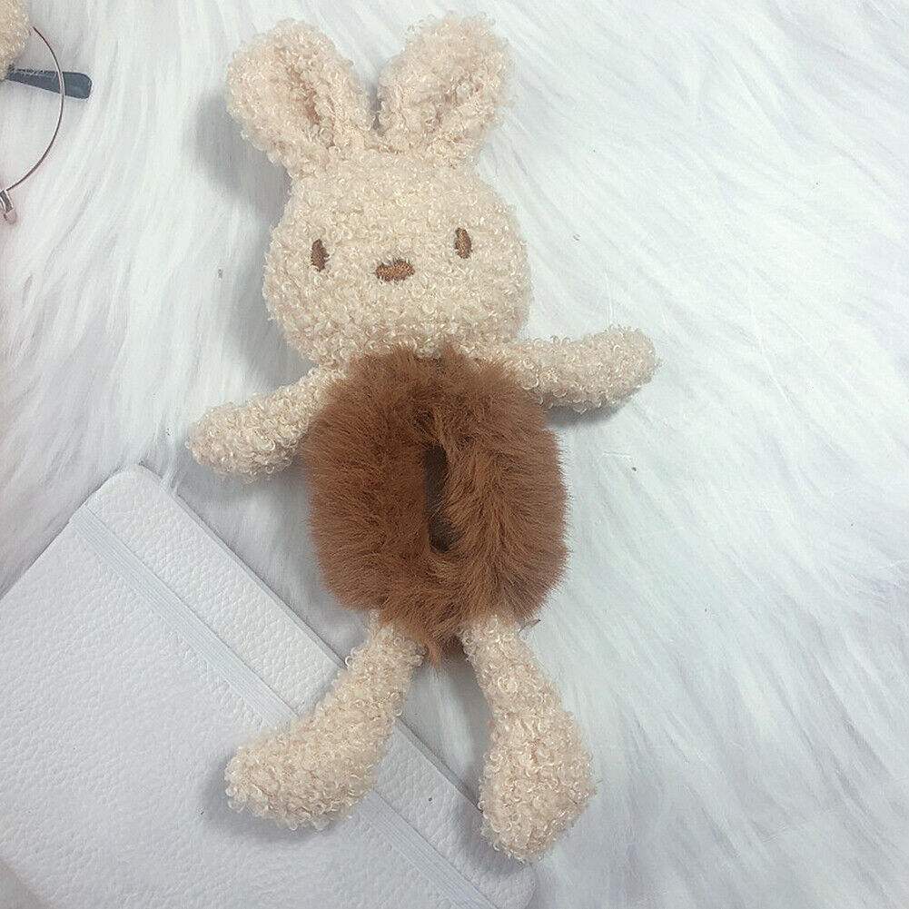 US Bear Bunny Furry Plush Hair Tie Scrunchies Rope Ponytail Holster Elastic Band