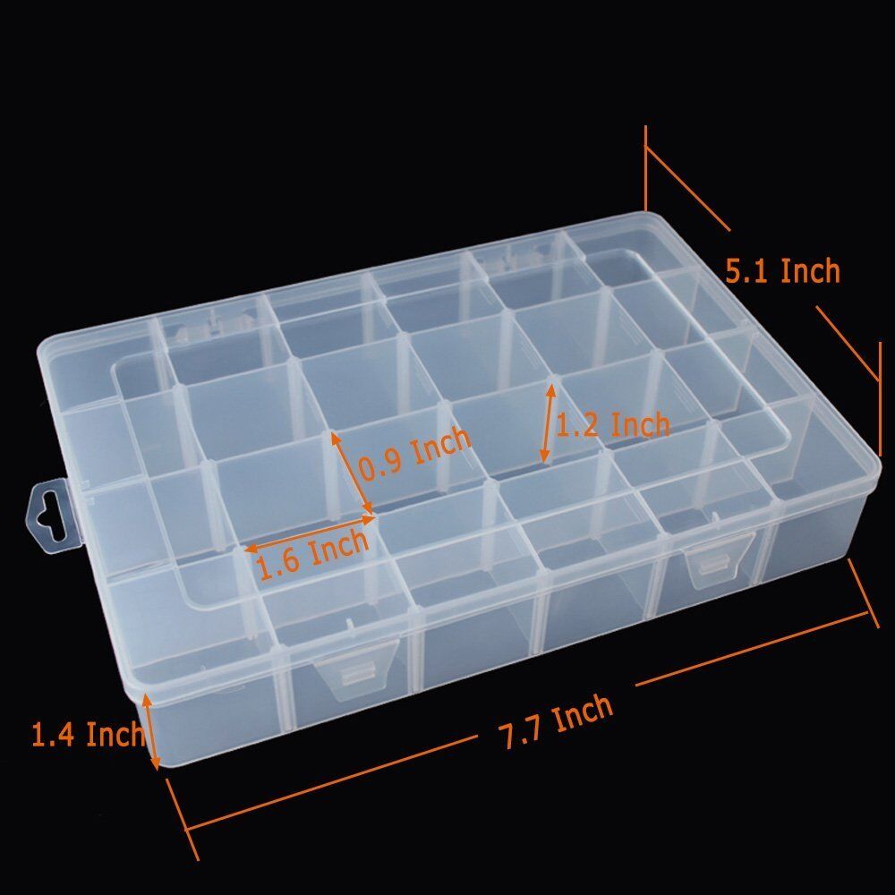 2 Pack 24 Grids Plastic Storage Box Jewelry Earring Tool Containers Organizer