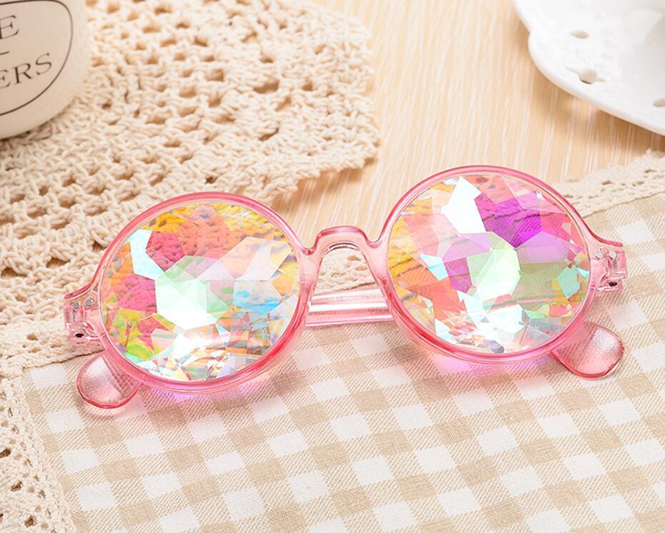 Festival Party Rave Kaleidoscope Rainbow Round Glasses Diffraction Crystal Lens