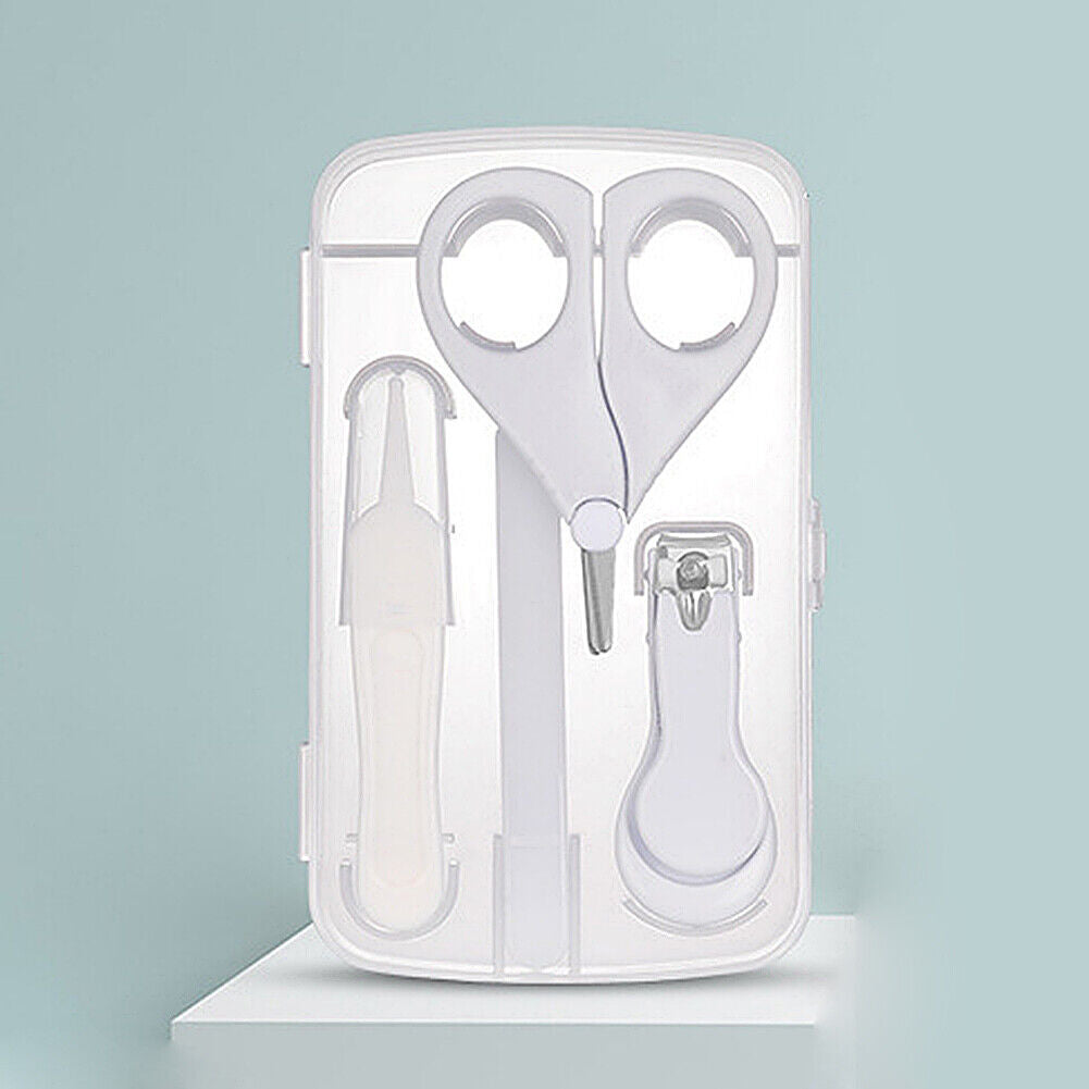 US 4-in-1 Baby Fineborn Grooming Kit Nail Clippers Scissor Nail File Tweezer Set