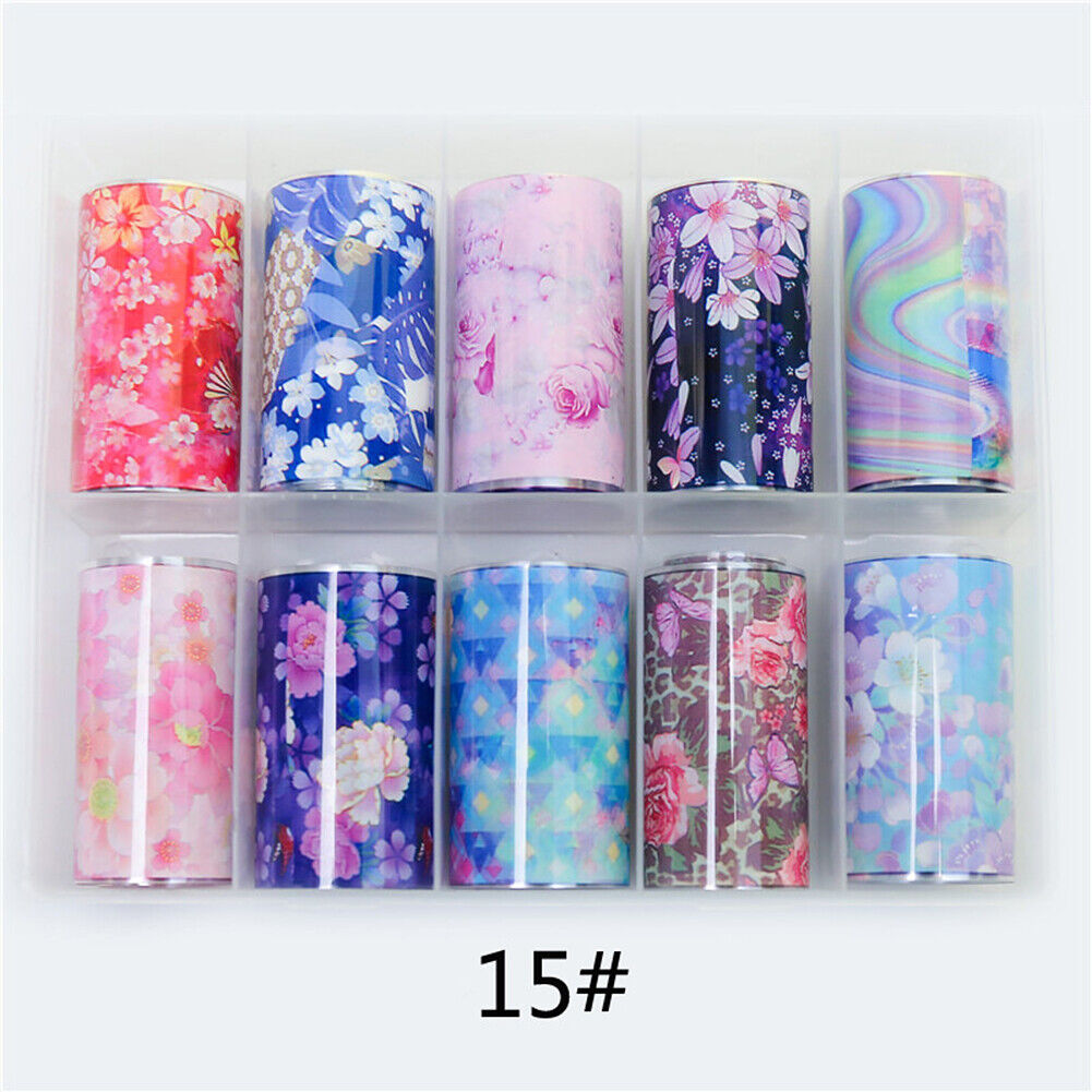 US 10 Sheets Galaxy/Marble/Flower Nail Decal Nail Art Transfer Sticker Decor