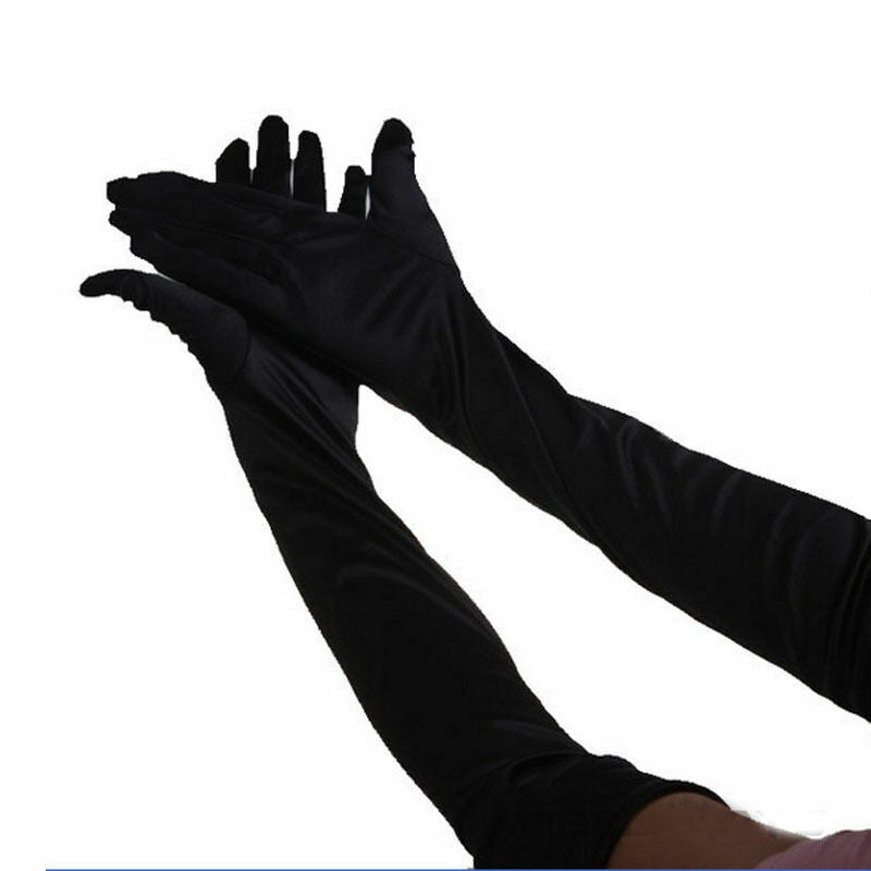 US Women Satin Evening Gloves 17.7'' Long Party Dance Elbow Length Opera Gloves