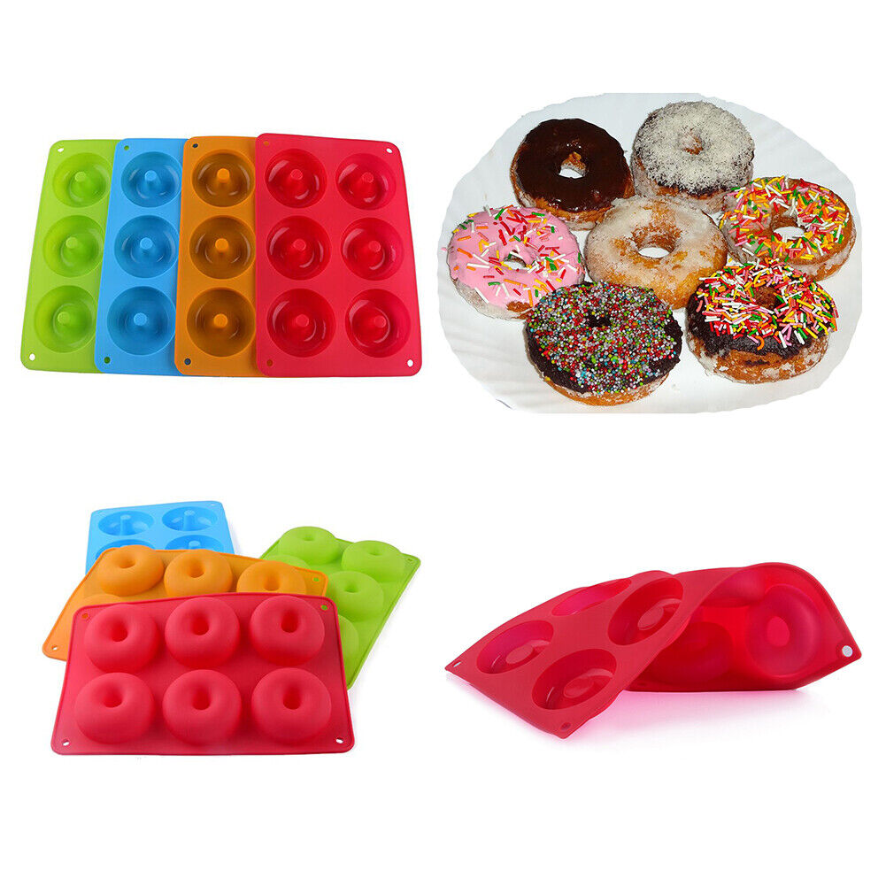 US Silicone Donut Mold Donut Mould Pan Baking Tray Bagels Cake Biscuit Muffins