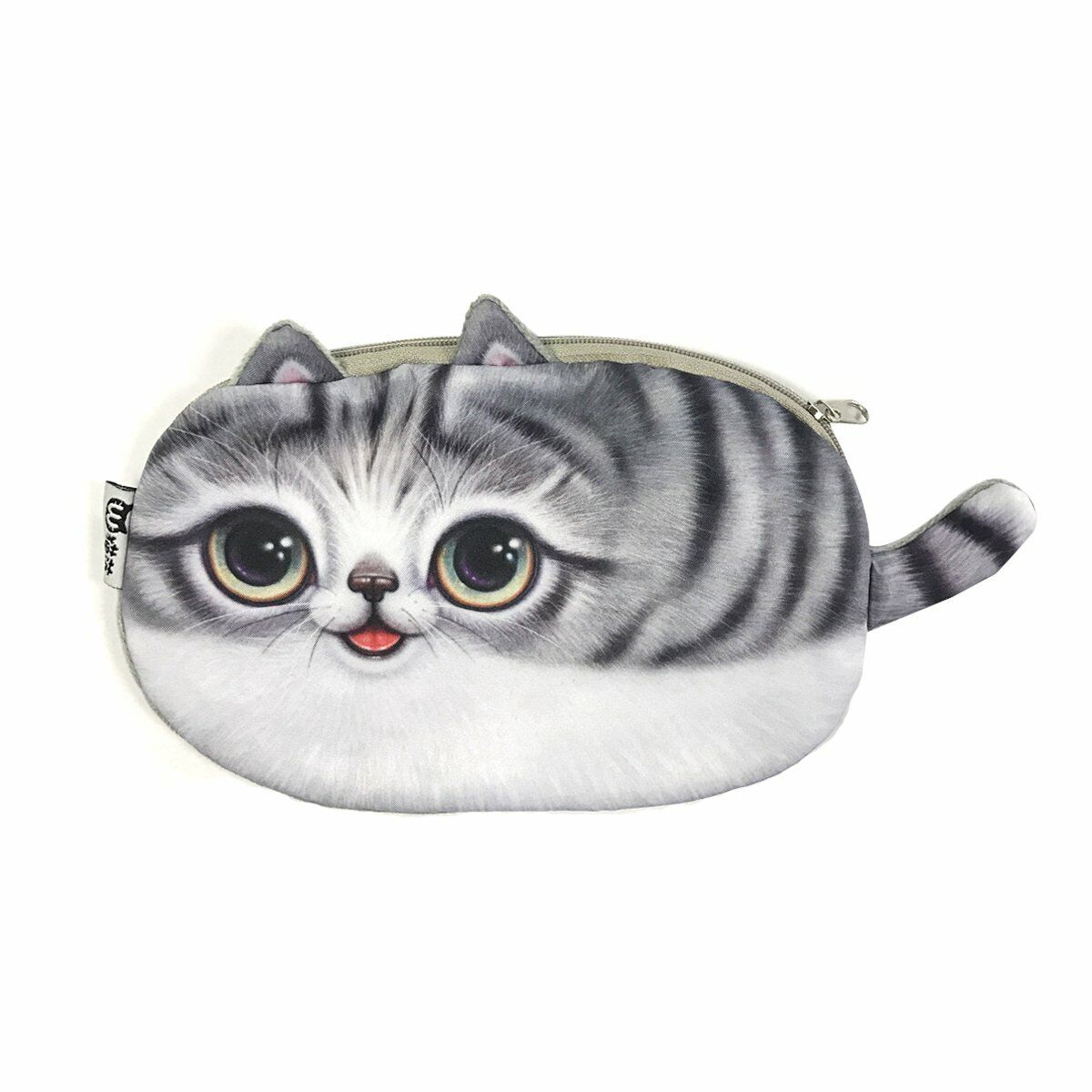 2 Pack 3D Cat Face Pencil Pouches Kitty Holders Cases Cosmetic Bag Organizers US