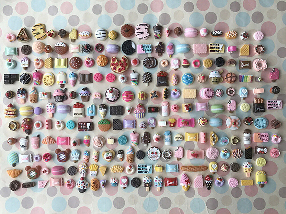 US 15~100 Pc Slime Bread Candy Unicorn Resin Flat Back Scrapbooking Charms DIY