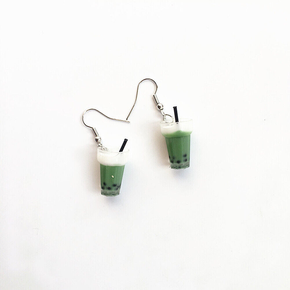 US DIY Bubble Milk Tea Matcha Foam Milk Tea Beverage Drink Vodka Liquor Earrings