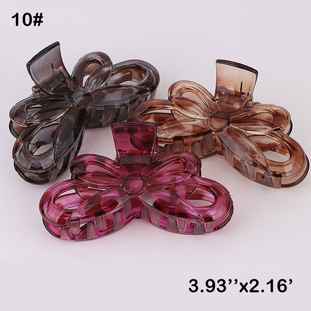 US 6~12 Pack Women Plastic Hair Claws Hair Clips Jumbo Various Styles Tortoise