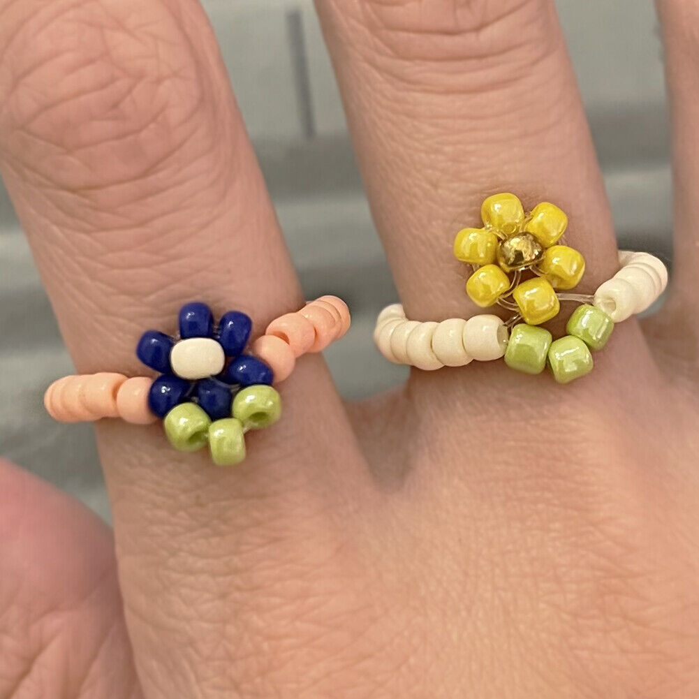 US Sunflower Bloom Ring Bead Daisy Personalized Custom Stackable Women Gift Girl