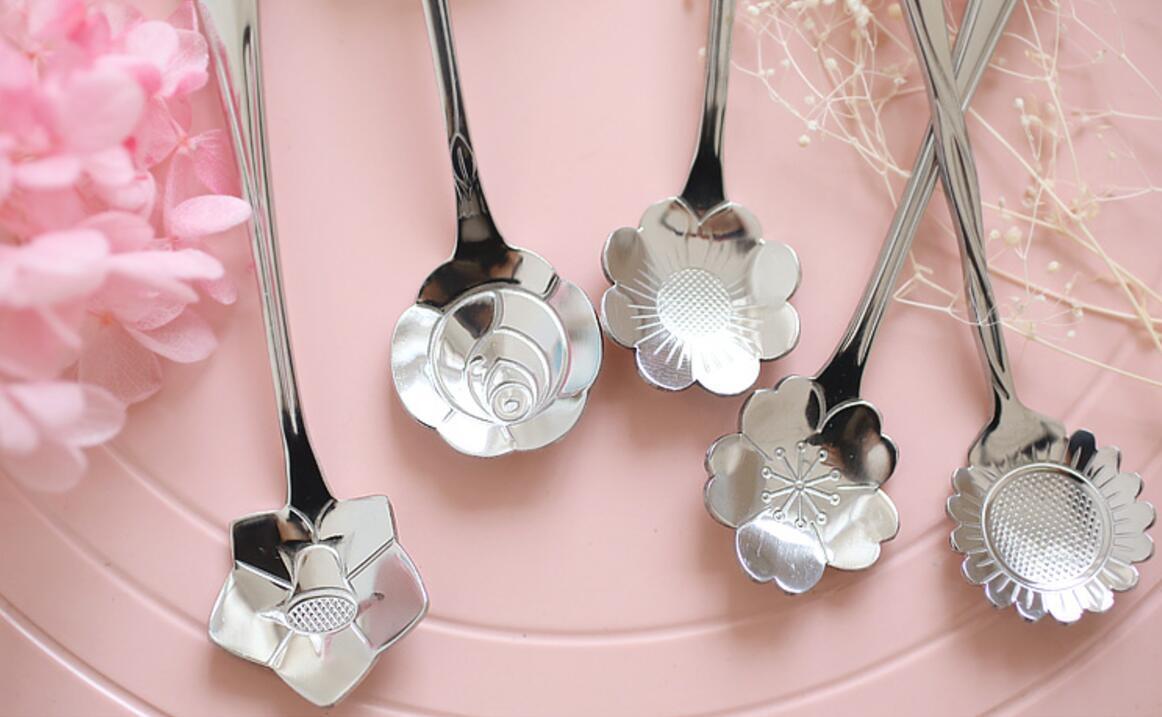 8 Pack Magik Floral Stainless Steel Tableware Creative Flower Coffee Spoon Set