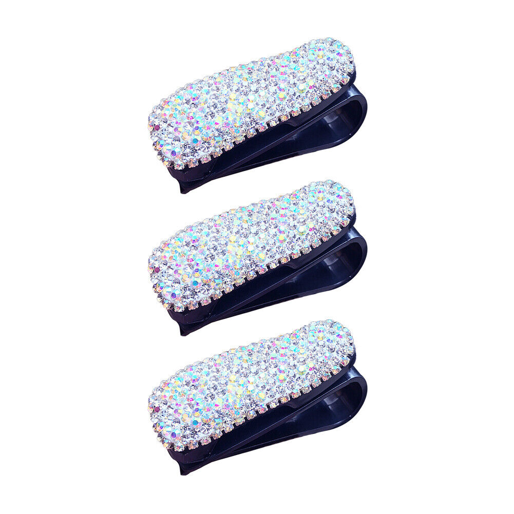 US 3 Pack Rhinestone Universal Car Glasses Sunglasses Eyeglass Visor Holder Clip