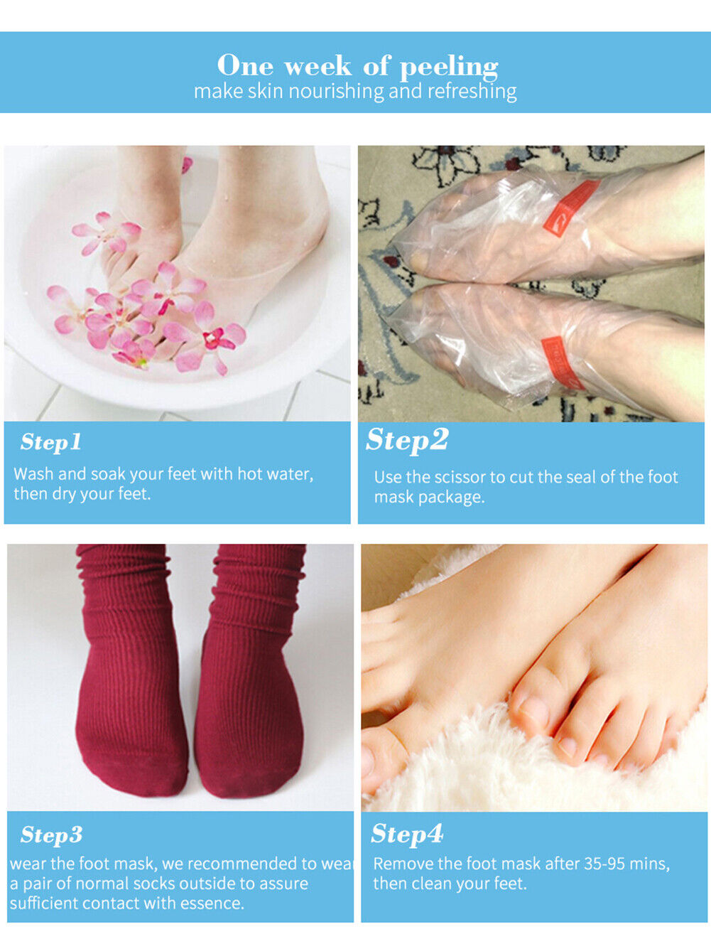 US 2-4 Pairs Foot Peeling Mask Baby Soft Cracked Heels Remove Dead Skin Calluses