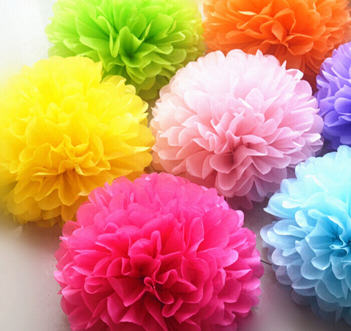 10pc 8'', 10", 14'' Tissue Paper Pom Poms Flower Balls Wedding Decoration Party