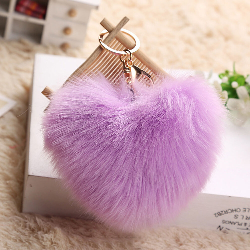 Bunny Rabbit Doll Heart Pom Phone Car Pendant Handbag Key Chain Ring Fine