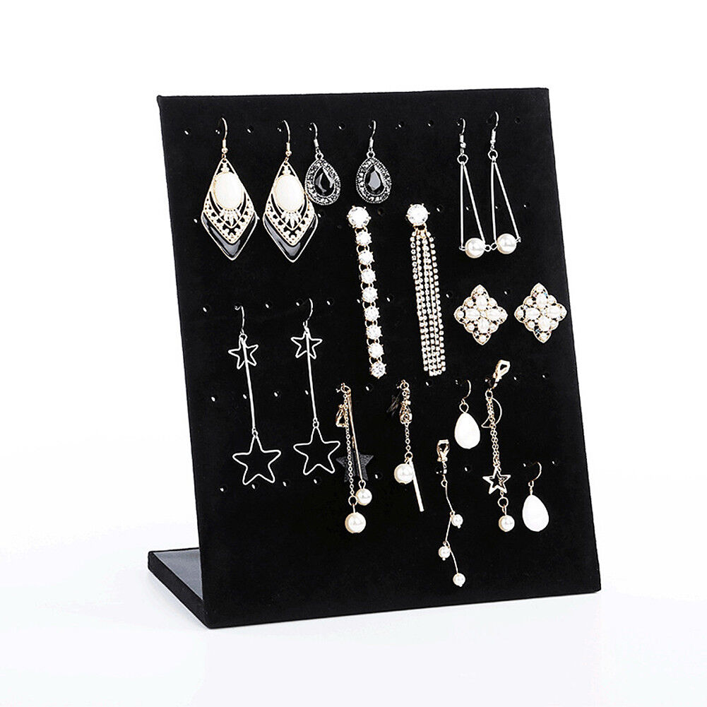 L-Shape Velvet Jewelry Frame Tray Earrings Board Display Counter Rack Organizer