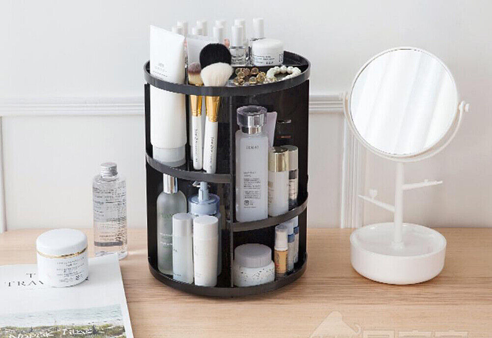 360 Degree Rotating Cosmetic Makeup Organizer Storage Box Lipstick Shelf Display
