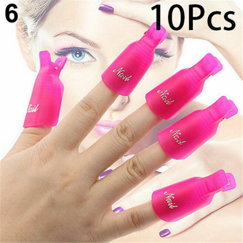 10-20Pcs Silicone UV Gel Polish Remover Wraps Soak Off Cap Clip Nail Art Tool US