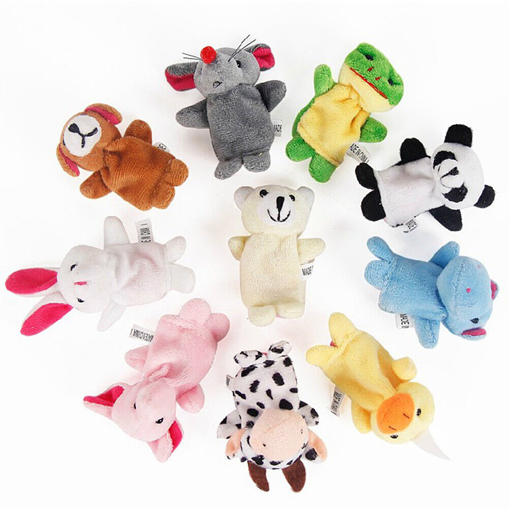 US 6~10 Pack Family Finger Puppets Cotton Doll Animal Baby Educational Hand Toy