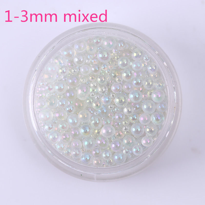 Mini Bubble Beads 3D Nail Art Drop Decoration Manicure 1-3mm Mixed Mermaid Color