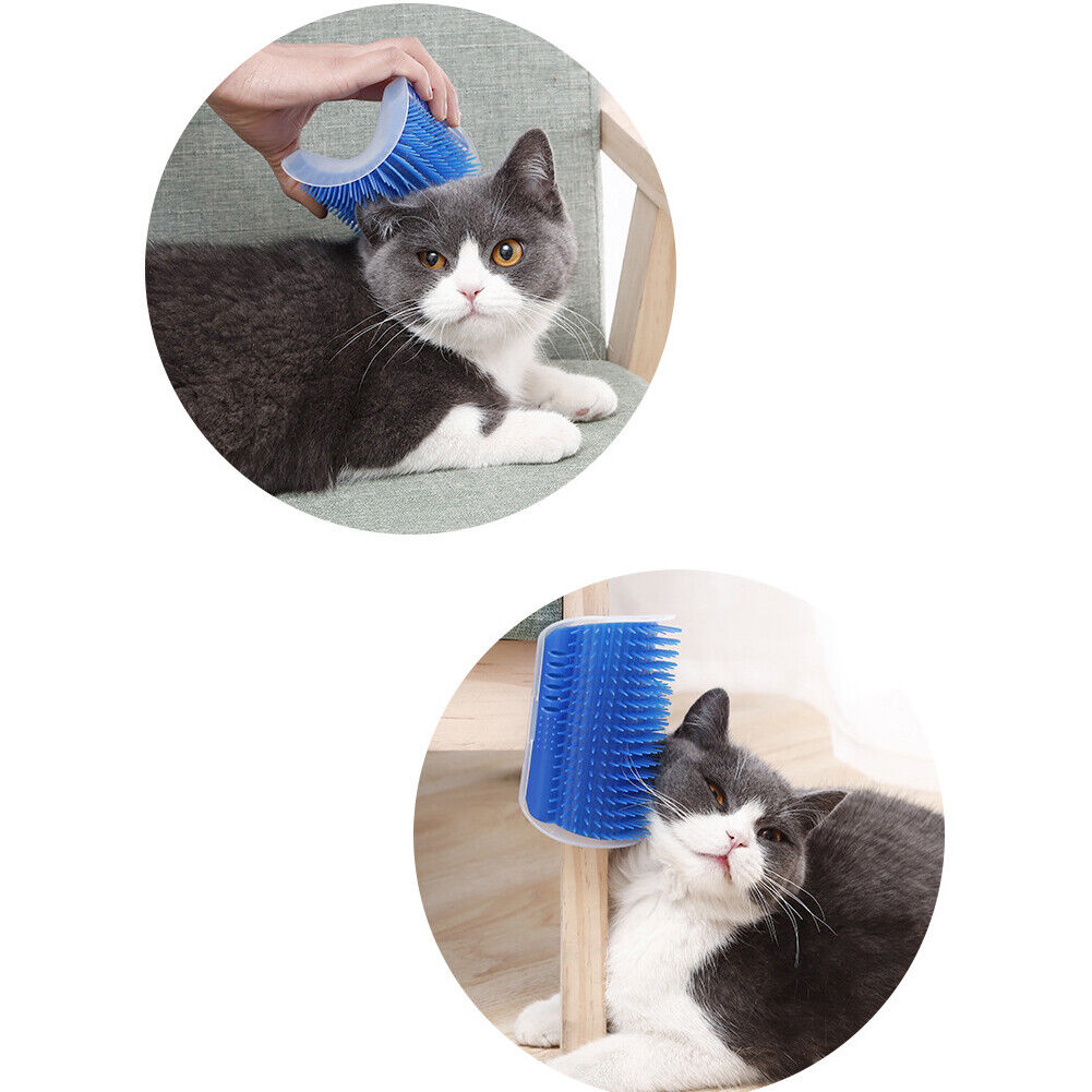 US Pet Cat Self Groomer Brush Wall Corner Mount Grooming Massage Comb Toy Catnip