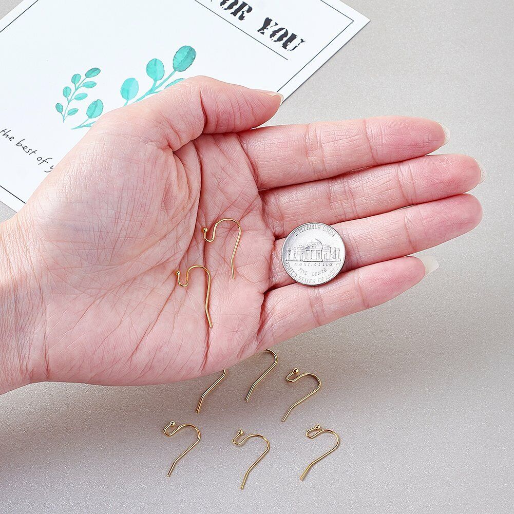 100-200 Pcs Fishhook Hook Earwire Earring Findings With Open Fancy Ball Loop US