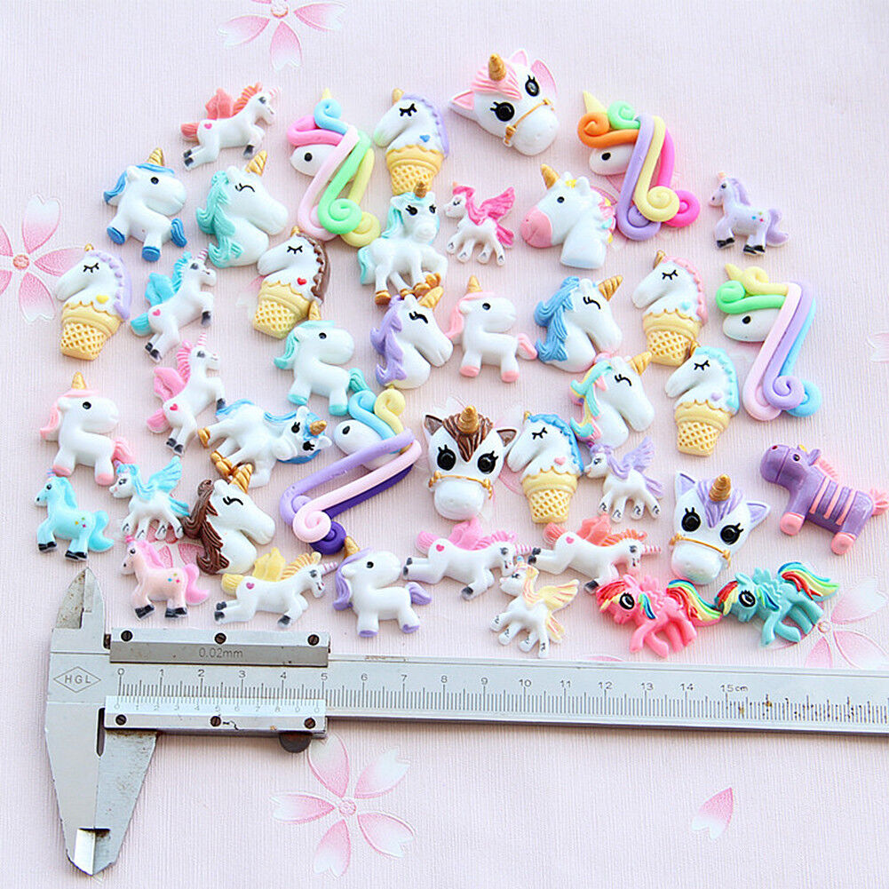 US 15~100 Pc Slime Bread Candy Unicorn Resin Flat Back Scrapbooking Charms DIY