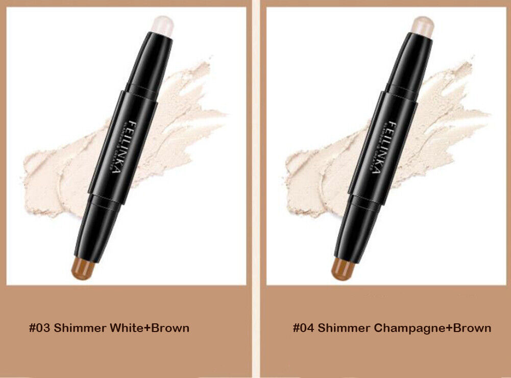 2 Pack Highlight Contour Duo Shadow Bronzer Makeup Cream Face Eye Chin Chic Pen