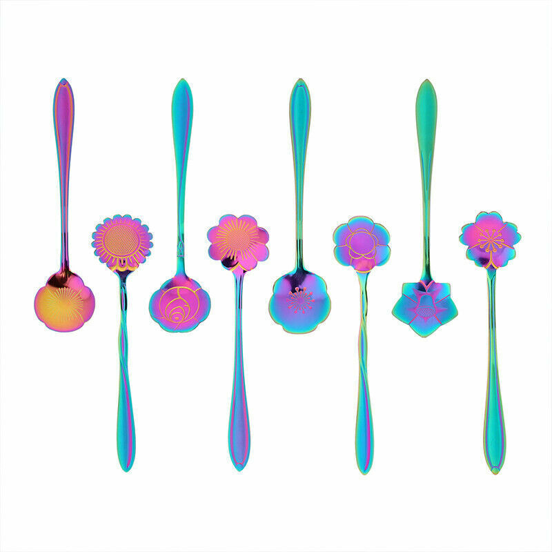 8 Pack Magik Floral Stainless Steel Tableware Creative Flower Coffee Spoon Set