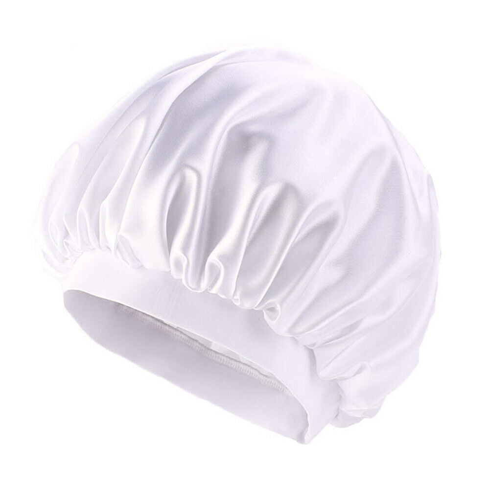 US Women Satin Night Sleep Cap Hair Bonnet Hat Silk Head Cover Wide Elastic Band