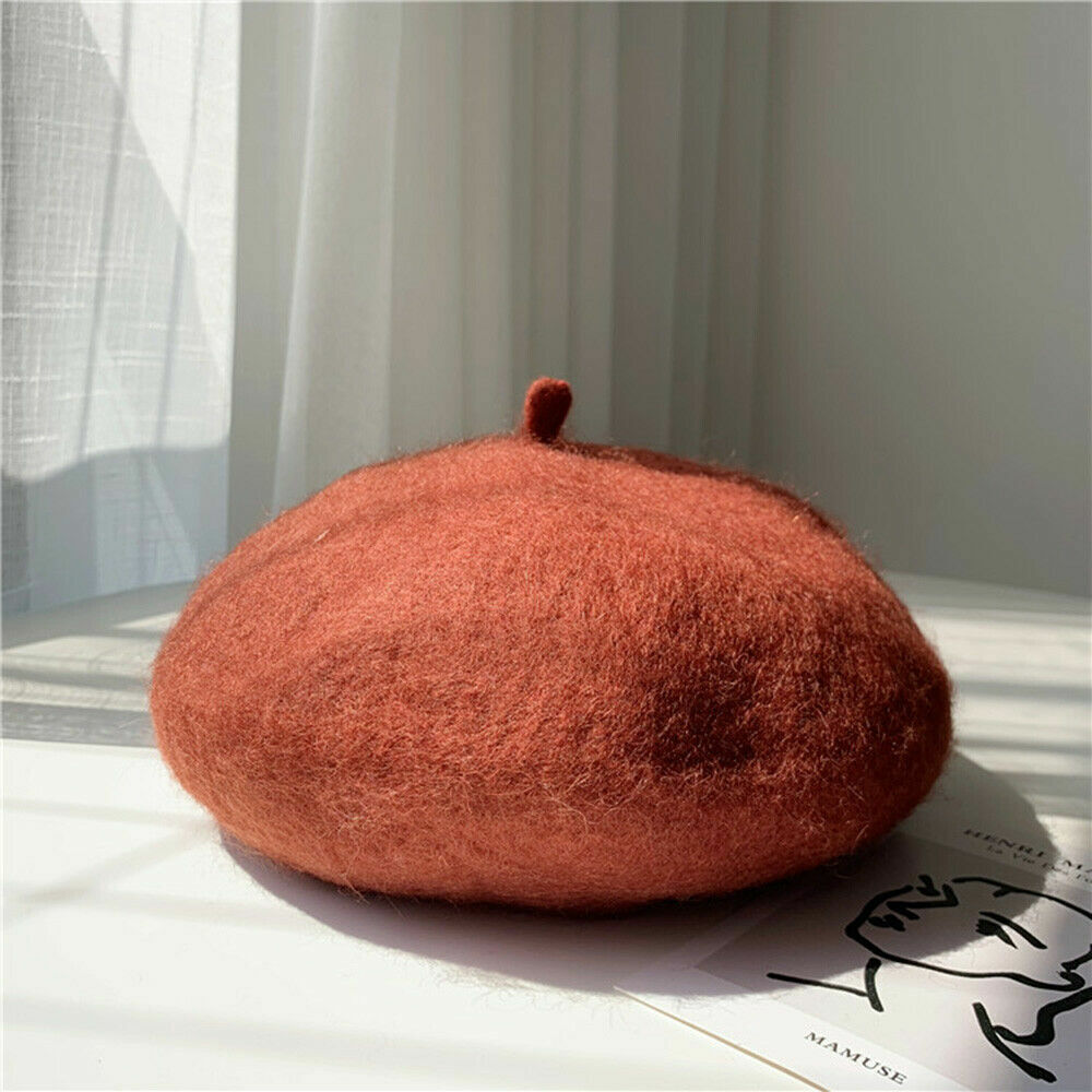 US Beanie Beret Winter Warmer French Artist Hats Ski Caps 95% Wool Solid Color