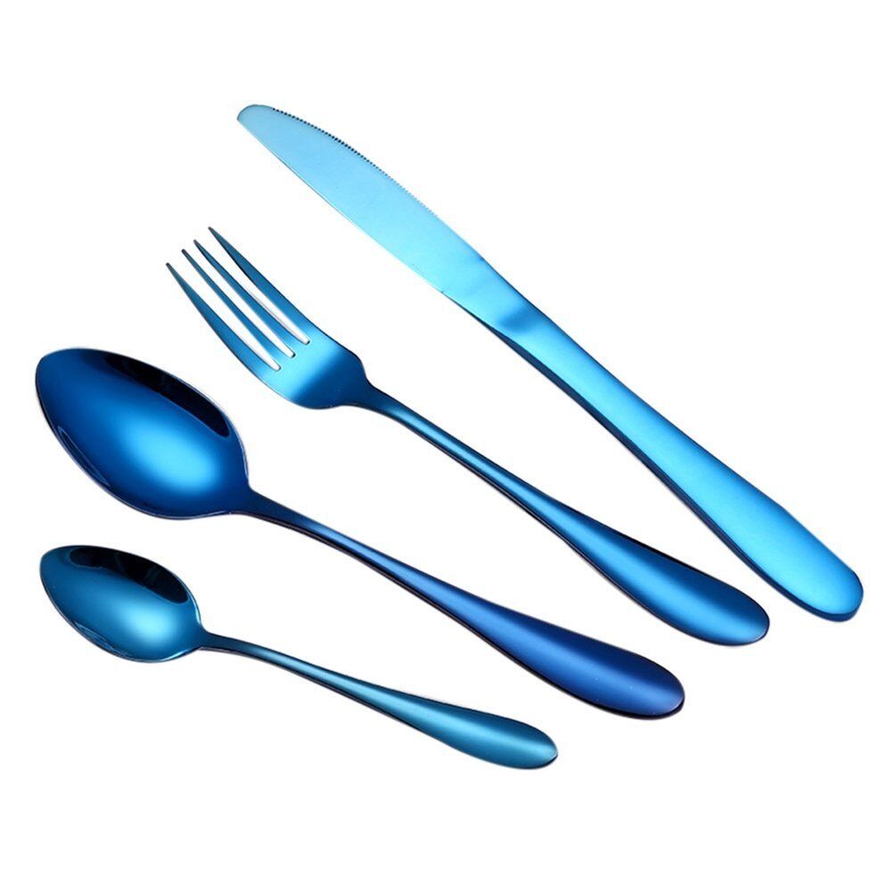 4Pcs Flatware Rainbow Dinnerware Stainless Steel Tableware Set Fork Spoon Knife