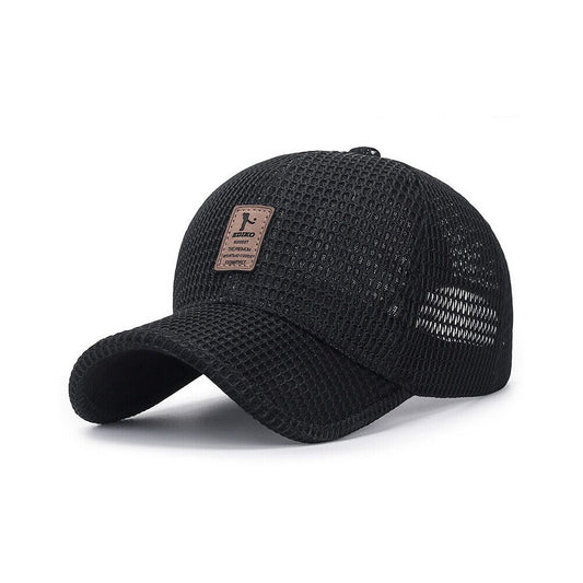 US 1-2 Pcs Men's Mesh Baseball Cap Snapback Sun Protection Breathable Sports Hat