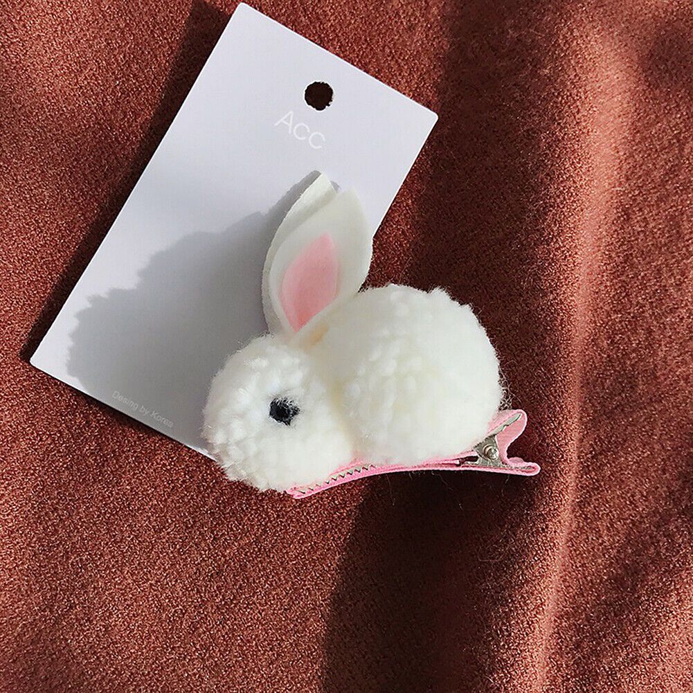 US Pompom Ball Rabbit Hair Rope Tie Ponytail Holder + Hair Clip Girl Gift Set