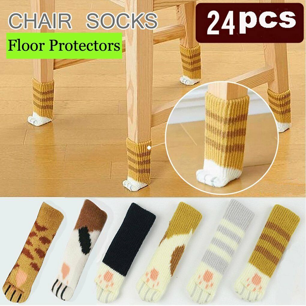 24 Pack Cat Paw Flower Bear Table Chair Foot Doorknob Floor Protector Sleeves US