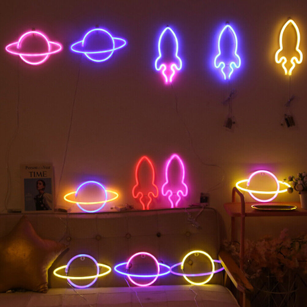 US Battery USB LED Neon Light Wall Signs Night Home Decoration Holiday Kid Gift