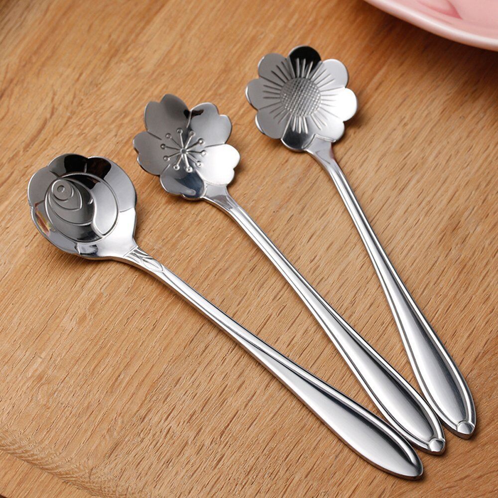 8 Pack Magik Floral Stainless Steel Tableware Creative Flower Coffee Spoon Set