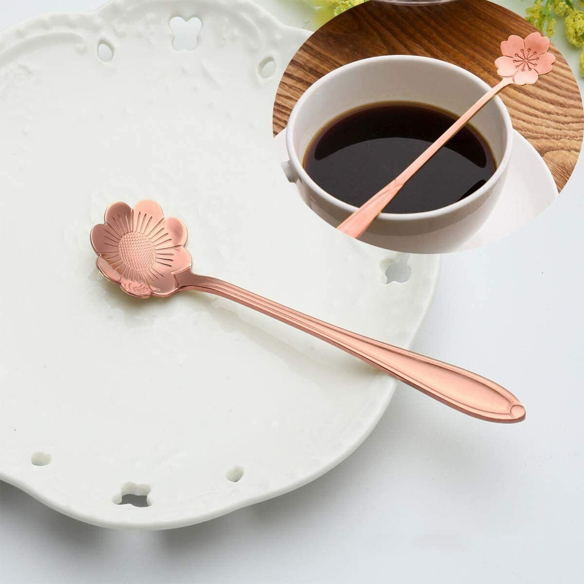 8 Pack Magik Floral Stainless Steel Tableware Creative Flower Coffee Spoon Set