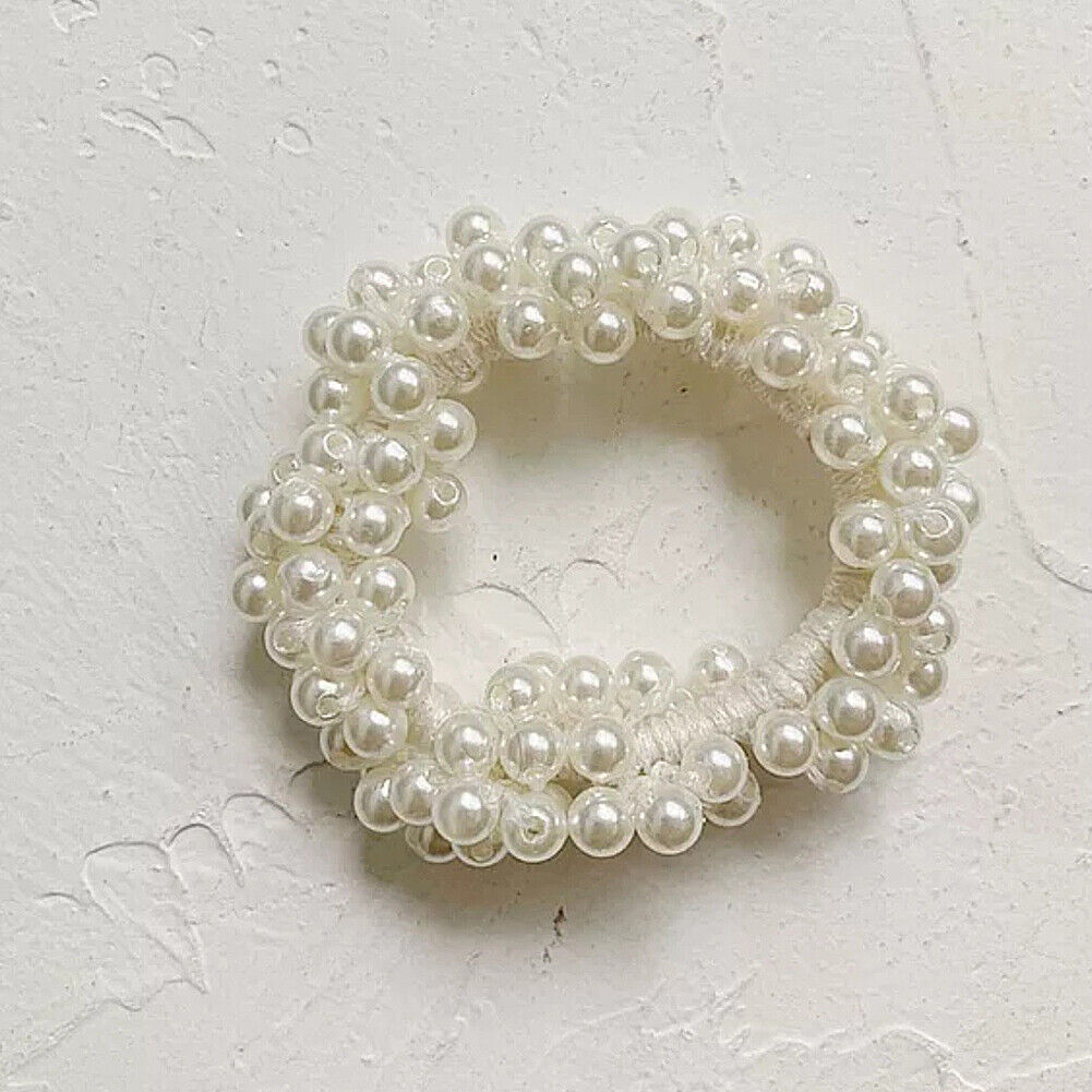 US 5~10Pcs Hair Tie Elastic Band Scrunchies Crystal Pompom Pearl Ponytail Holder