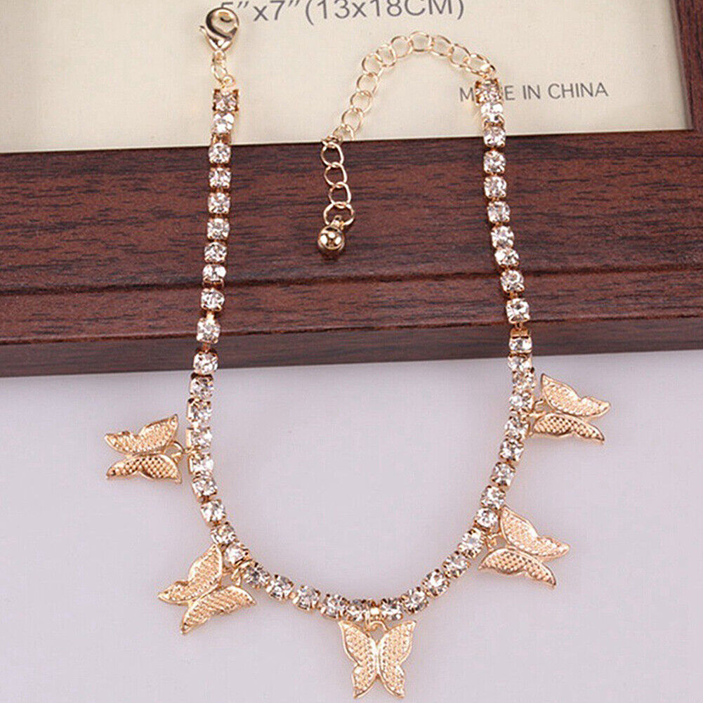 US Women Daisy Butterfly Infinite Rhinestone Crystal Anklet Ankle Bracelet Chain