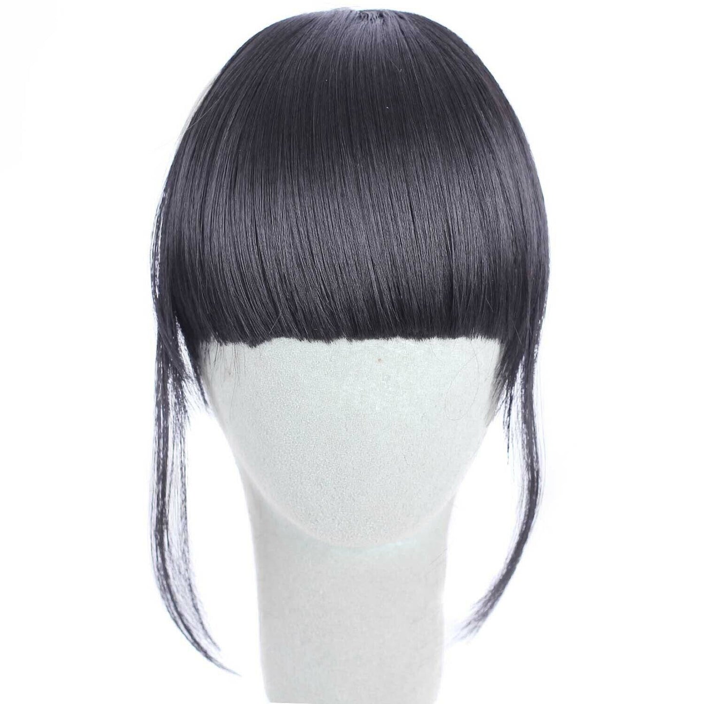 US Clip in on Thin Neat Bangs Human Hair Front Fringe Hair Extensions Hairpiece