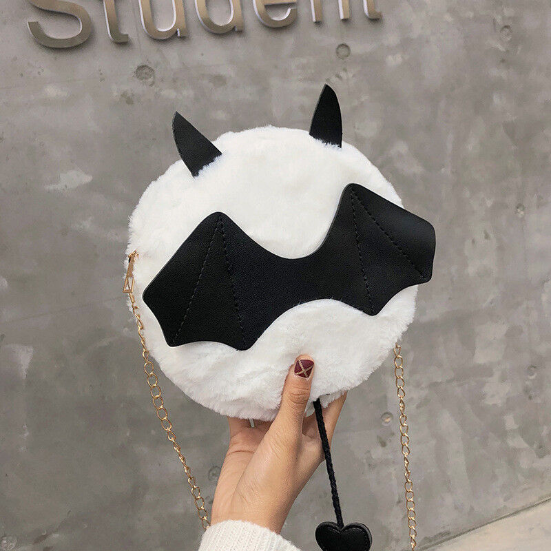 Magik Devil Monster Crossbody Shoulder Bag Faux Fur Fluffy Bat Doll Toys Handbag