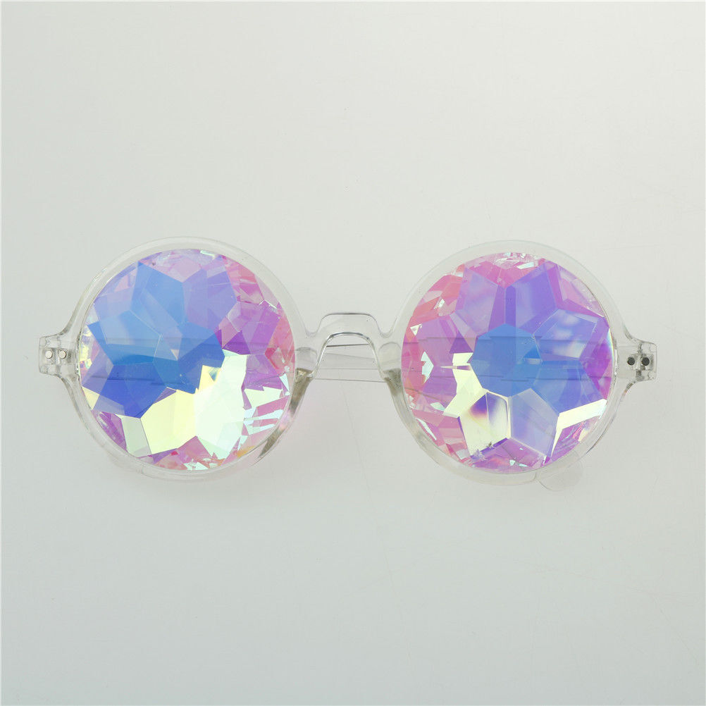 Festival Party Rave Kaleidoscope Rainbow Round Glasses Diffraction Crystal Lens