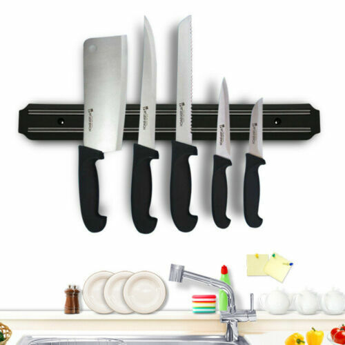 US 1-2Pcs Wall Mount Magnetic Knife Scissor Storage Holder Rack Bar Kitchen Tool