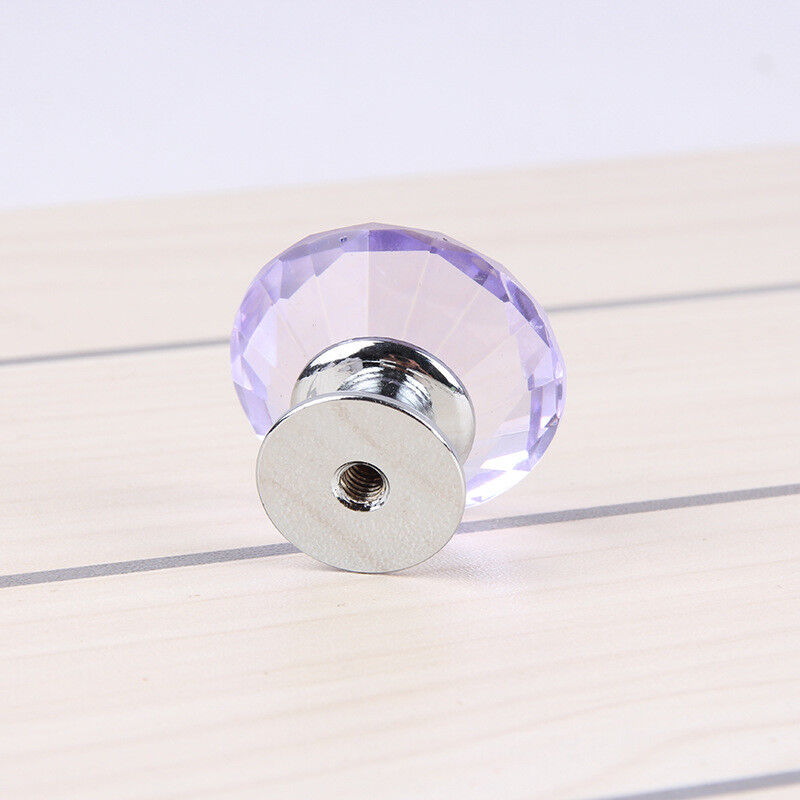 10Pcs Crystal Glass Cabinet Knob Diamond Shape 30mm Drawer Cupboard Handle Pull