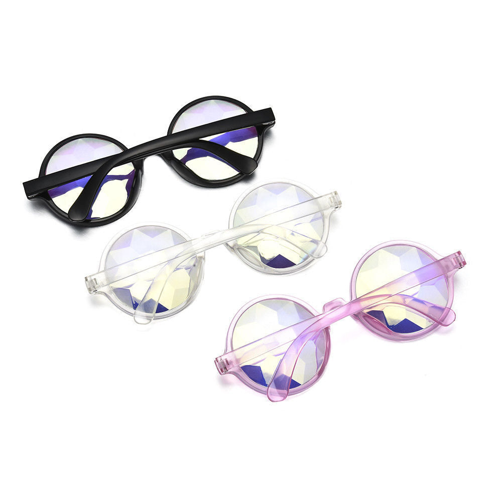 Festival Party Rave Kaleidoscope Rainbow Round Glasses Diffraction Crystal Lens