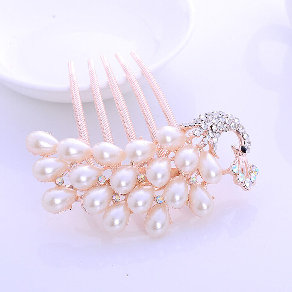 US Lady Bride Comb Clip Floral Head Piece Crystal Chinese Style Flower Hair Pins