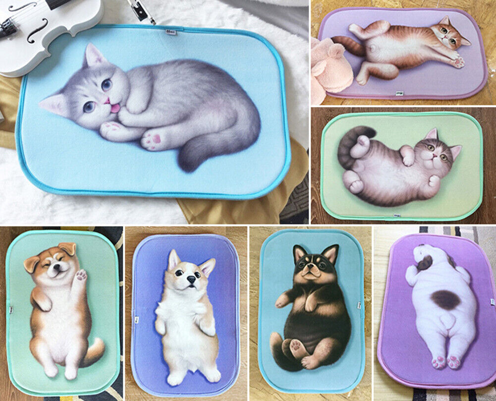 US Cat Dog Non-Slip 3D Doormat Kitchen Bathmat Bedrooms Patio Stair Carpet Mat