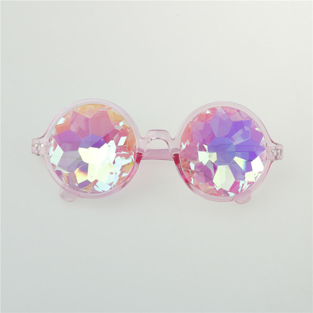 Festival Party Rave Kaleidoscope Rainbow Round Glasses Diffraction Crystal Lens