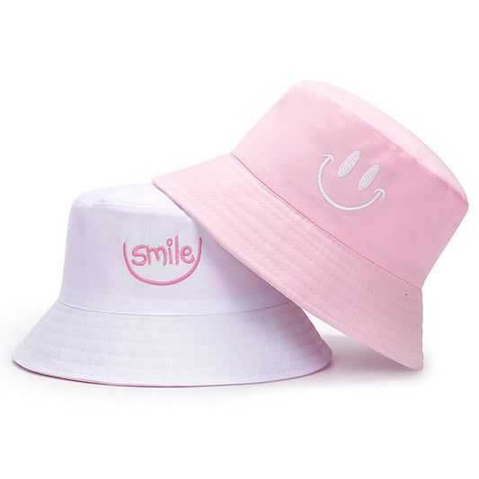 US Double-sided Bucket Hat Fisherman's Cap  Men Women Embroidery Pattern Cotton