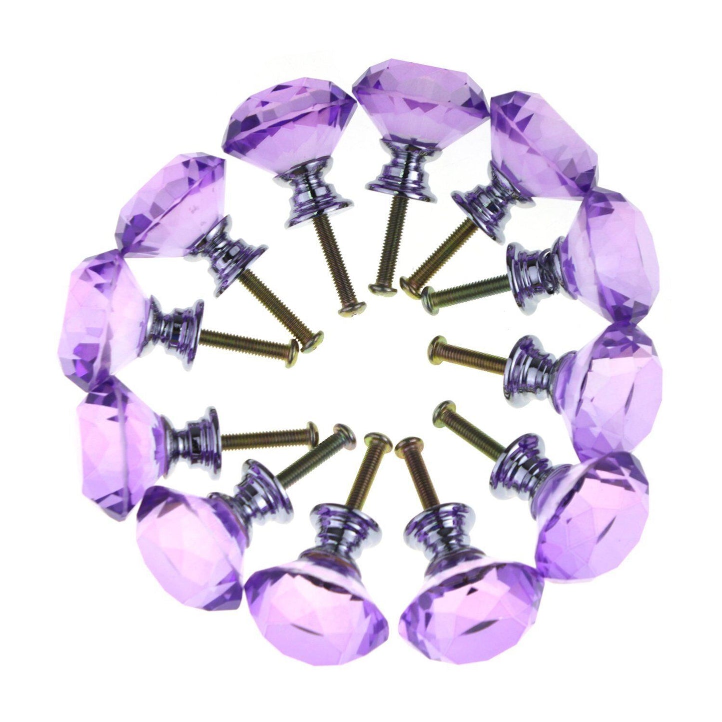 10Pcs Crystal Glass Cabinet Knob Diamond Shape 30mm Drawer Cupboard Handle Pull