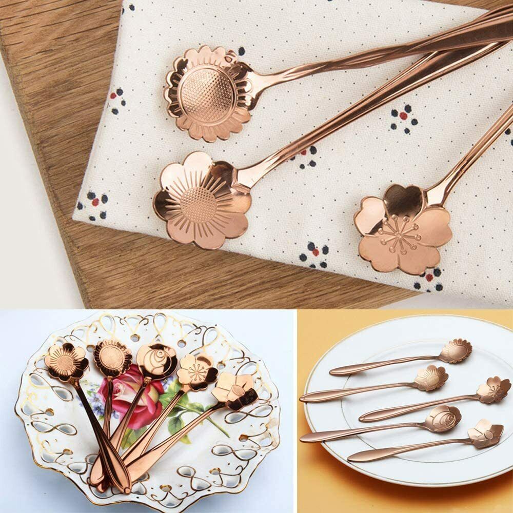 8 Pack Magik Floral Stainless Steel Tableware Creative Flower Coffee Spoon Set